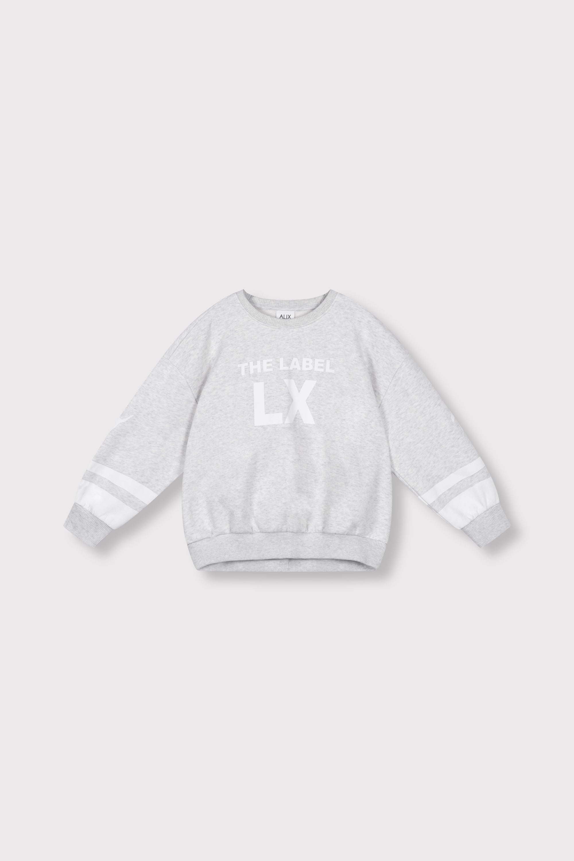 Meisjes knitted sporty sweater van ALIX Mini in de kleur super light grey melange in maat 158-164.