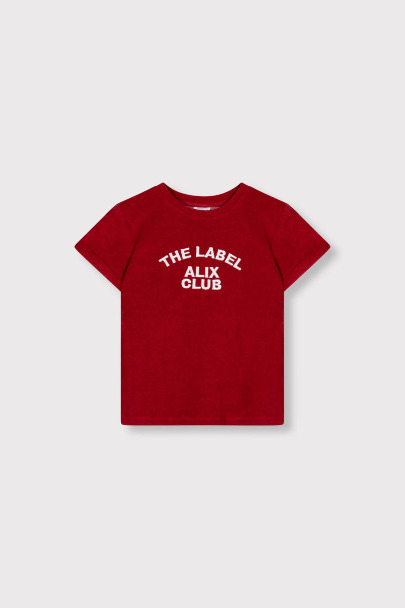Meisjes knitted terry t-shirt van ALIX Mini in de kleur cerise in maat 158-164.