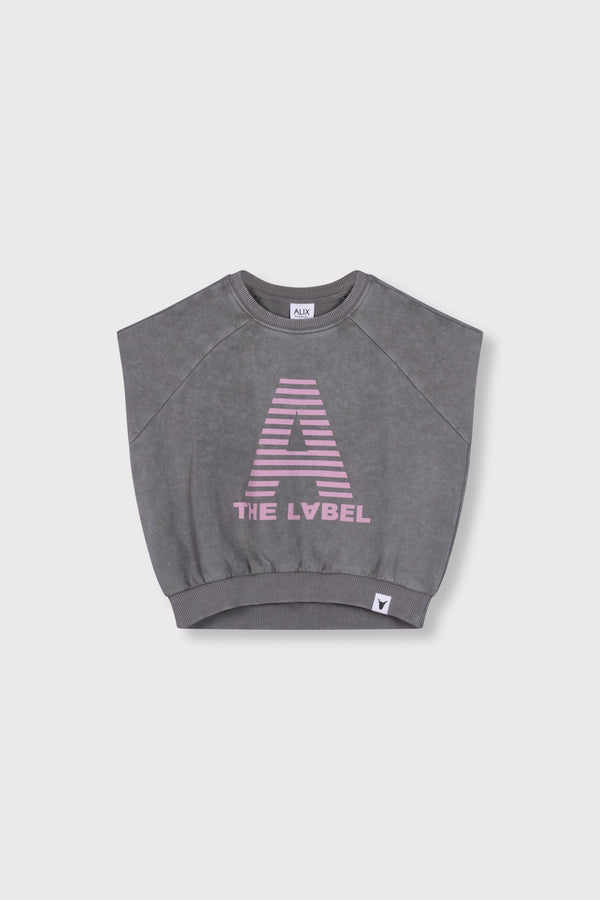 Meisjes knitted sleeveless sweat van ALIX Mini in de kleur charcoal grey in maat 158-164.