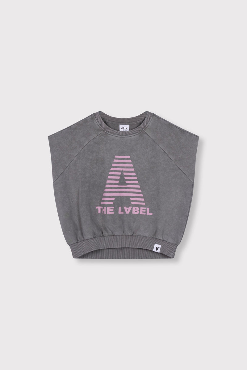 Meisjes knitted sleeveless sweat van ALIX Mini in de kleur charcoal grey in maat 158-164.