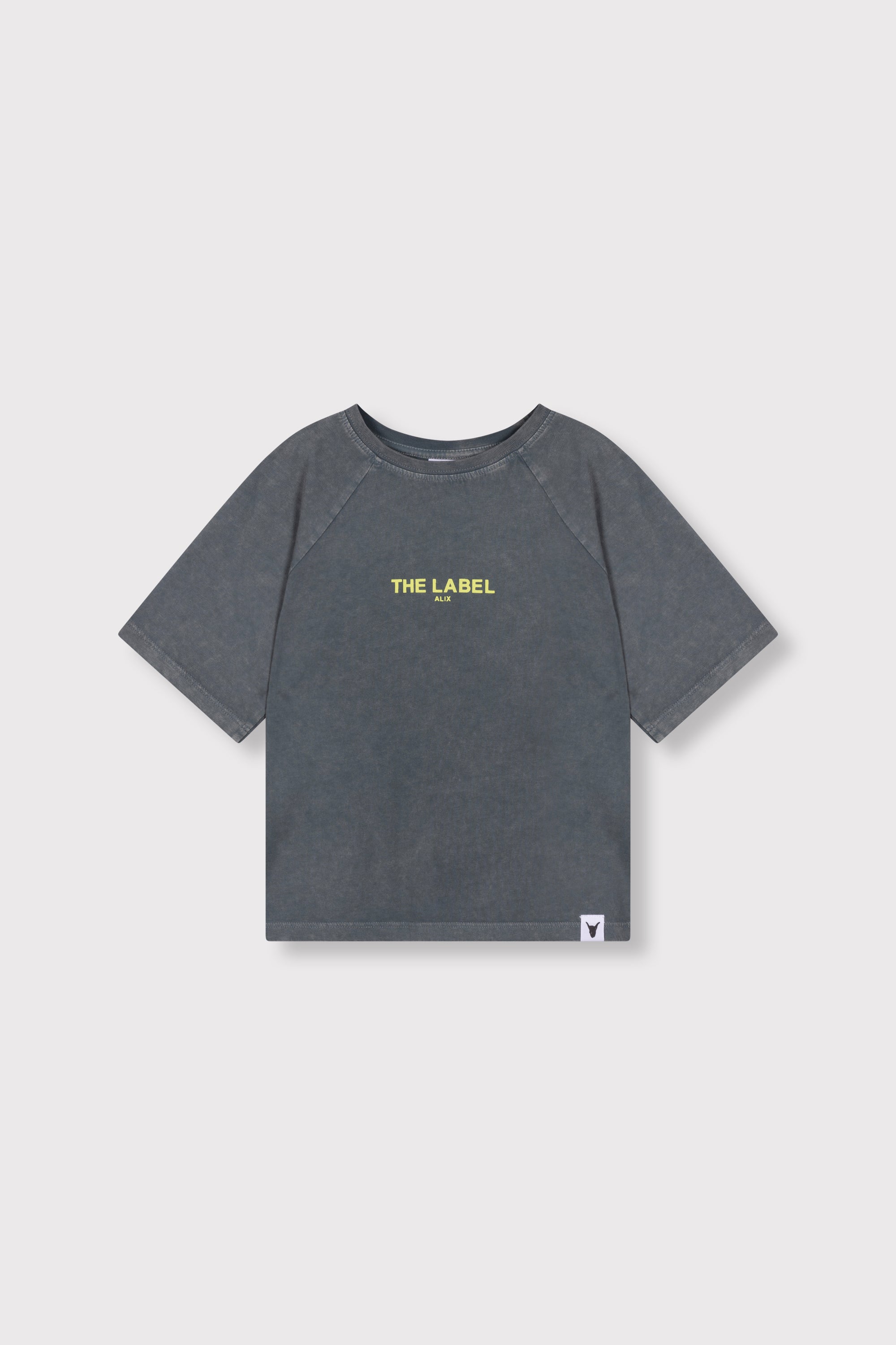 Meisjes knitted raglan logo t-shirt van ALIX Mini in de kleur light grey in maat 158-164.