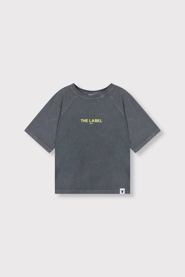 Meisjes knitted raglan logo t-shirt van ALIX Mini in de kleur light grey in maat 158-164.