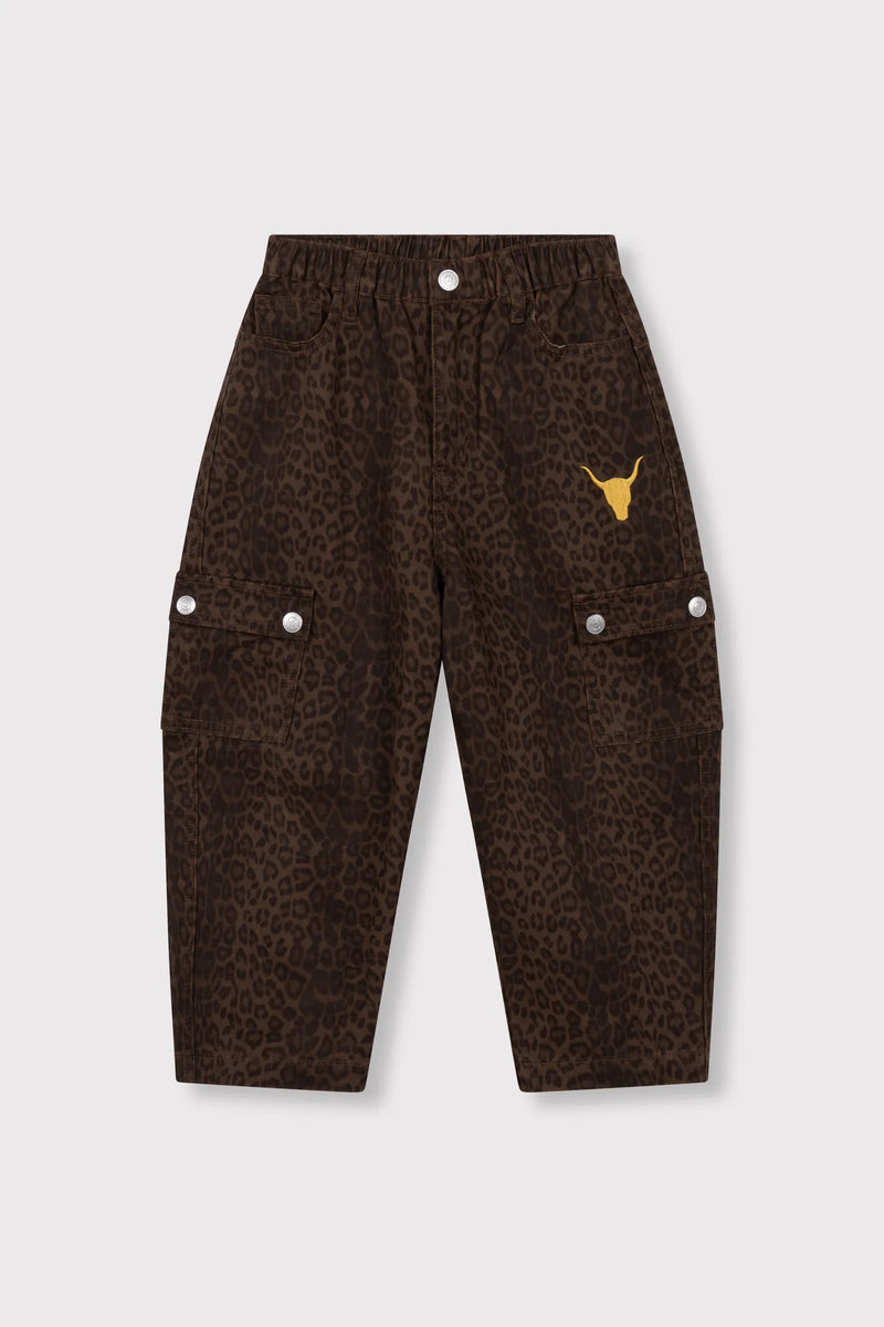 Meisjes Kids woven leopard cargo pants van ALIX Mini in de kleur Animal in maat 158-164.