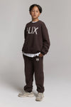 Meisjes Kids knitted pintuck pants van ALIX Mini in de kleur Warm Brown in maat 158-164.