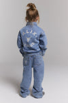 Meisjes Kids woven flowy denim pants van ALIX Mini in de kleur Mid Denim Blue in maat 158-164.