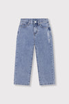 Meisjes Kids woven flowy denim pants van ALIX Mini in de kleur Mid Denim Blue in maat 158-164.