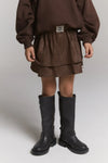 Meisjes Kids knitted shiny skirt van ALIX Mini in de kleur Warm Brown in maat 158-164.