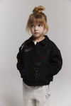 Meisjes Kids knitted patches jacket van ALIX Mini in de kleur Black in maat 158-164.