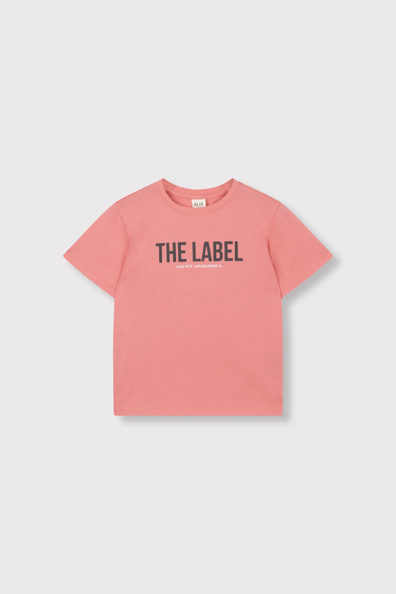 Meisjes Kids knitted The label T-shirt van ALIX Mini in de kleur Bright Coral in maat 158-164.