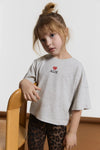 Meisjes Kids knitted batwing T-shirt van ALIX Mini in de kleur Light Grey Melange in maat 158-164.