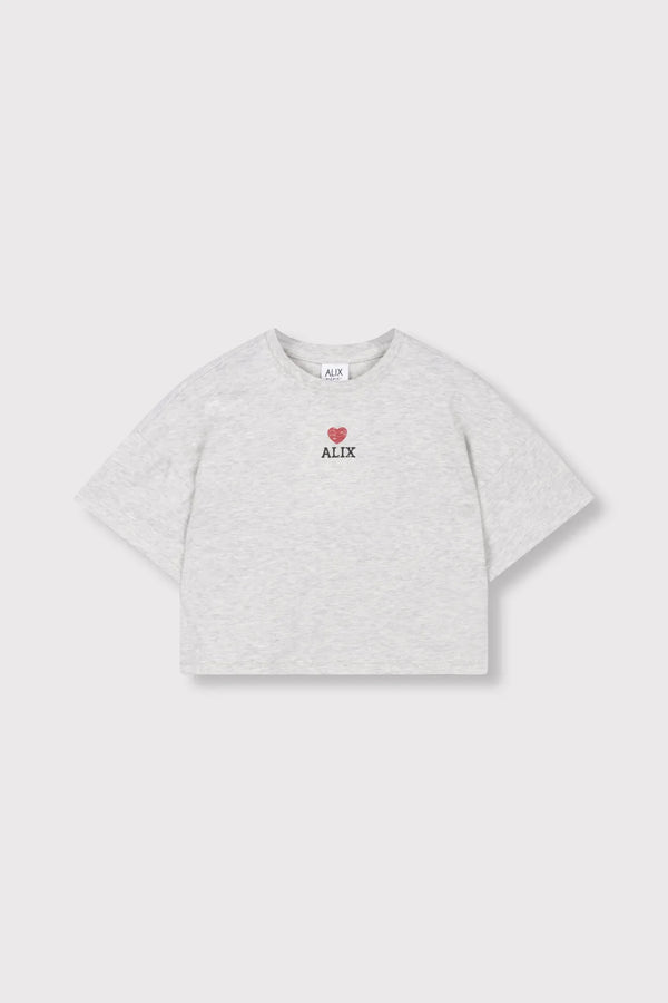 Meisjes Kids knitted batwing T-shirt van ALIX Mini in de kleur Light Grey Melange in maat 158-164.