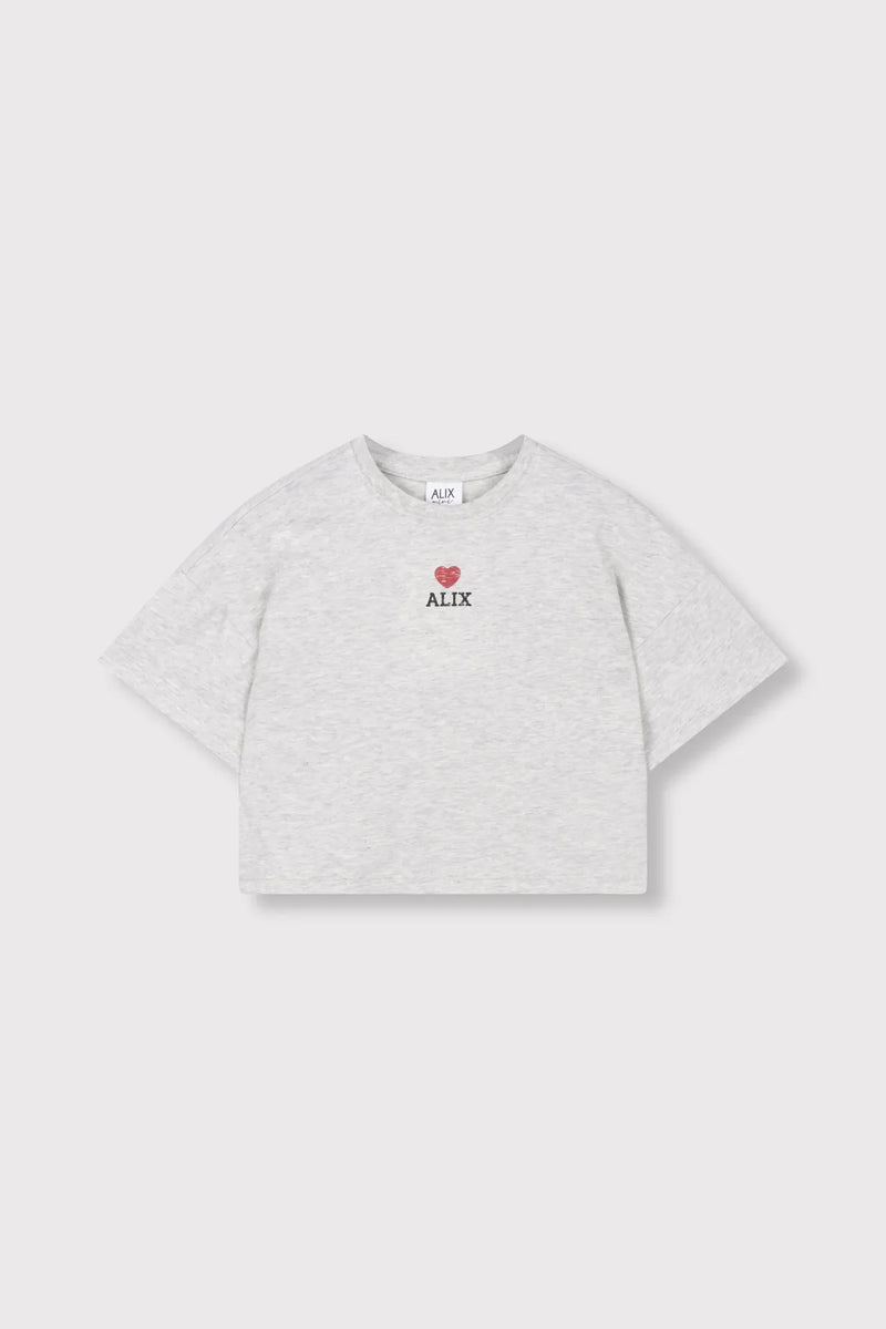 Meisjes Kids knitted batwing T-shirt van ALIX Mini in de kleur Light Grey Melange in maat 158-164.