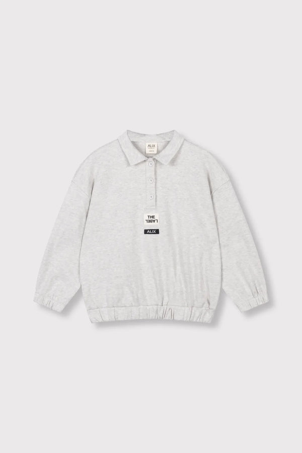 Meisjes Kids knitted polo sweater van ALIX Mini in de kleur Light Grey Melange in maat 158-164.
