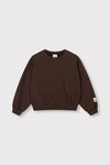 Meisjes Kids knitted batwing sweater van ALIX Mini in de kleur Warm Brown in maat 158-164.