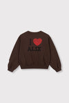 Meisjes Kids knitted batwing sweater van ALIX Mini in de kleur Warm Brown in maat 158-164.