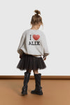 Meisjes Kids knitted batwing sweater van ALIX Mini in de kleur Light Grey Melange in maat 158-164.
