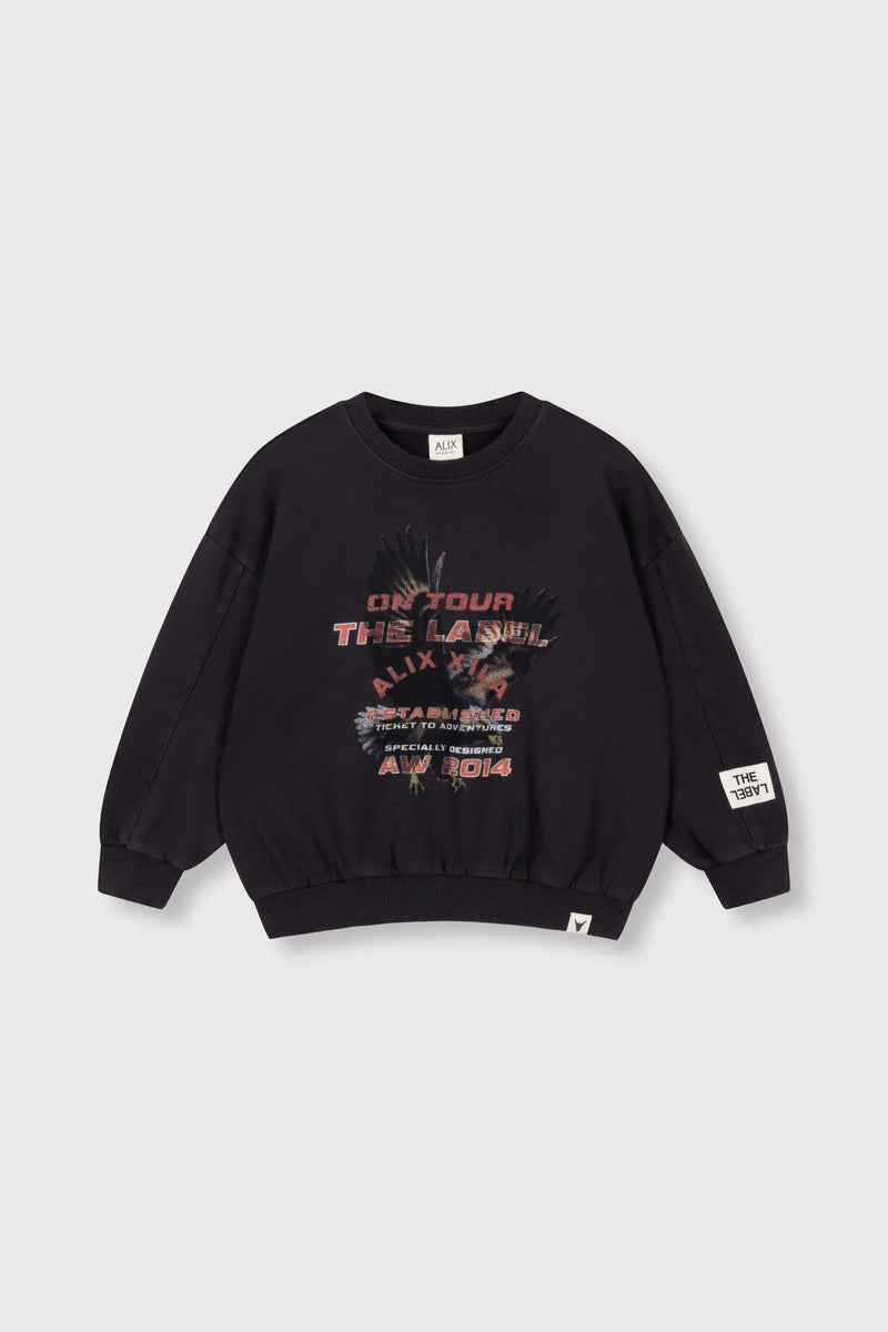 Meisjes Kids knitted eagle sweater van ALIX Mini in de kleur Chargoal Grey in maat 158-164.