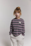Meisjes Kids knitted stripe longsleeve van ALIX Mini in de kleur Antracite in maat 158-164.
