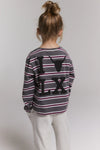 Meisjes Kids knitted stripe longsleeve van ALIX Mini in de kleur Antracite in maat 158-164.