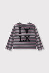 Meisjes Kids knitted stripe longsleeve van ALIX Mini in de kleur Antracite in maat 158-164.