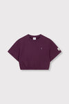 Meisjes Kids knitted cropped T-shirt van ALIX Mini in de kleur Aubergine in maat 158-164.