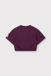 Meisjes Kids knitted cropped T-shirt van ALIX Mini in de kleur Aubergine in maat 158-164.