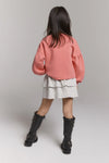 Meisjes Kids knitted cropped sweater van ALIX Mini in de kleur Bright Coral in maat 158-164.