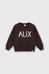 Meisjes Kids knitted world tour sweater van ALIX Mini in de kleur Warm Brown in maat 158-164.