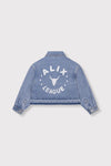 Meisjes Kids woven flowy denim blouse van ALIX Mini in de kleur Mid Denim Blue in maat 158-164.