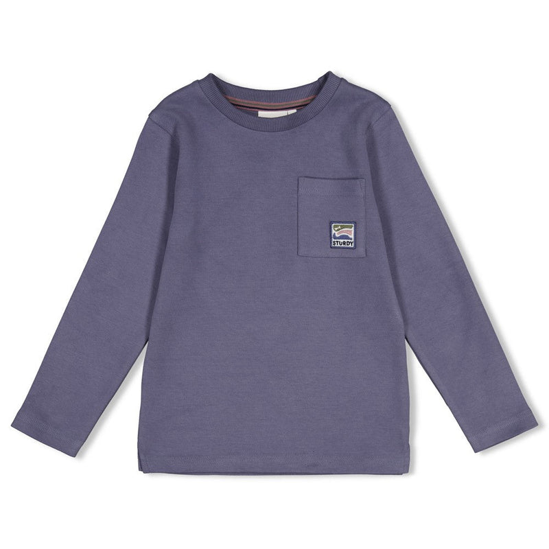 Jongens Longsleeve met backprint - Rock the Earth van Sturdy in de kleur Blauw in maat 128.