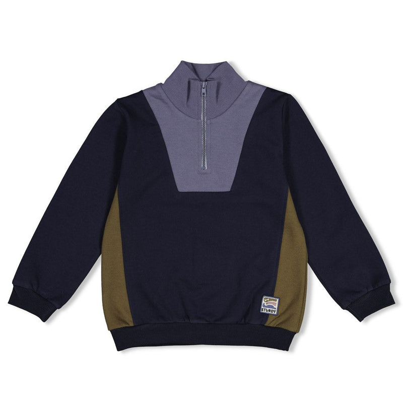 Jongens Sweater - Rock the Earth van Sturdy in de kleur d.Blauw in maat 128.