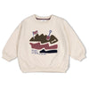 Jongens Sweater oversized - Rock the Earth van Sturdy in de kleur Offwhite melange in maat 128.