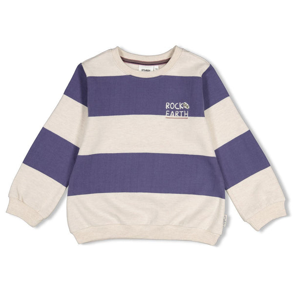 Jongens Sweater streep - Rock the Earth van Sturdy in de kleur Blauw in maat 128.