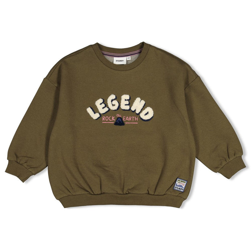 Jongens Sweater oversized - Rock the Earth van Sturdy in de kleur Army in maat 128.