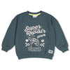 Jongens Sweater oversized - Fix It van Sturdy in de kleur Petrol in maat 128.