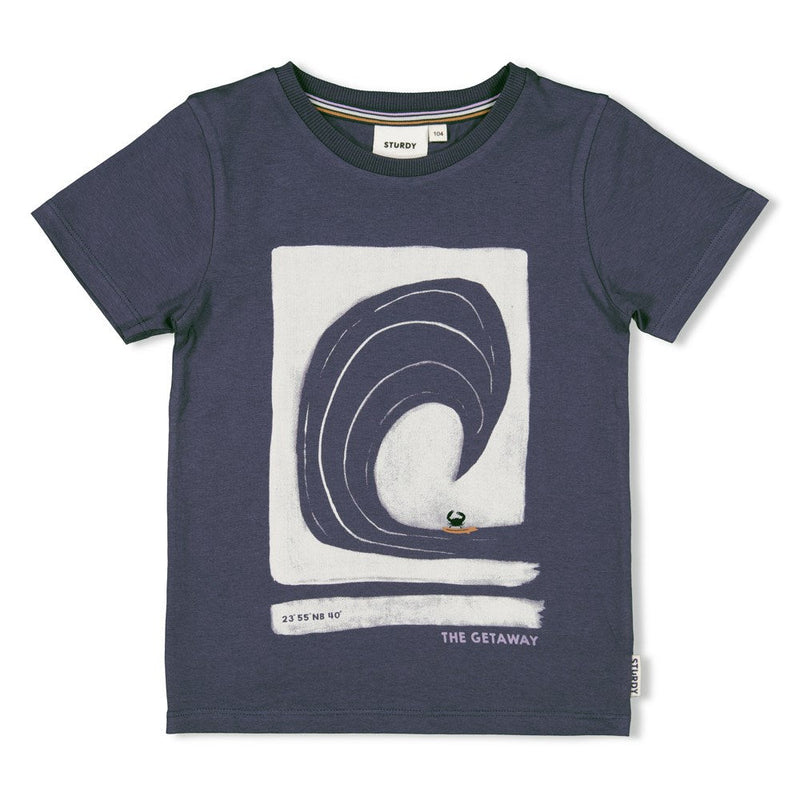Jongens T-shirt - The Getaway van Sturdy in de kleur Indigo in maat 128.