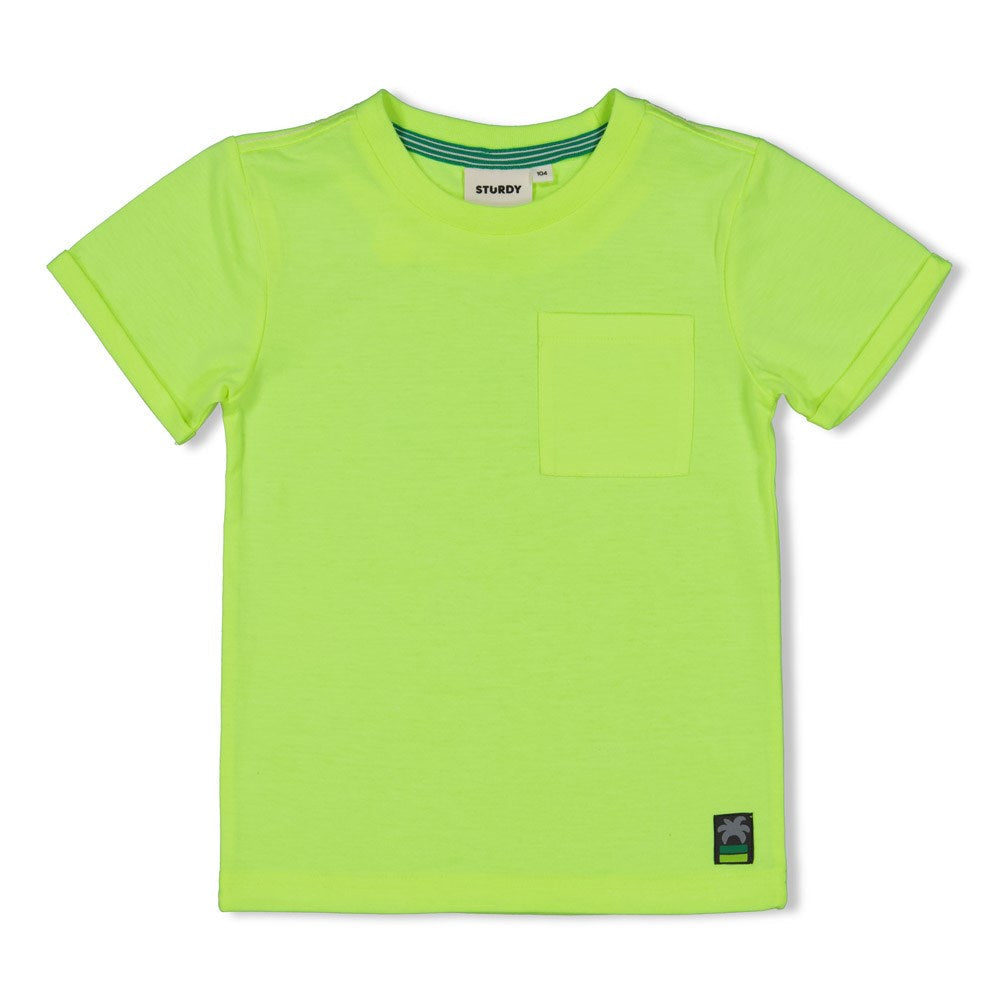 Jongens T-shirt - Gone Surfing van Sturdy in de kleur Lime in maat 128.