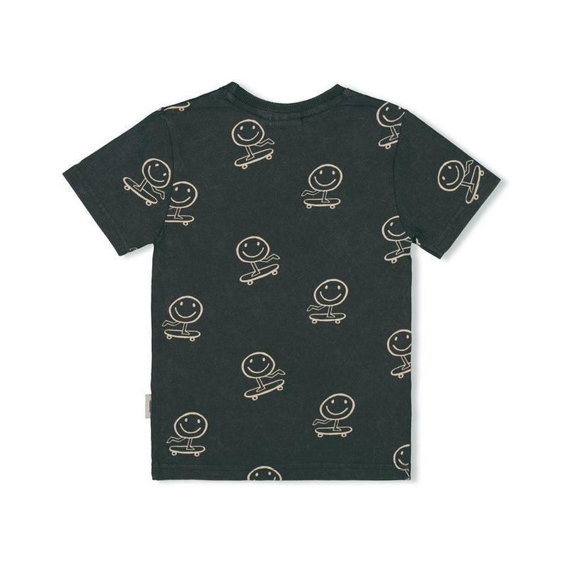 Jongens T-shirt AOP - Checkmate van Sturdy in de kleur Antraciet in maat 128.