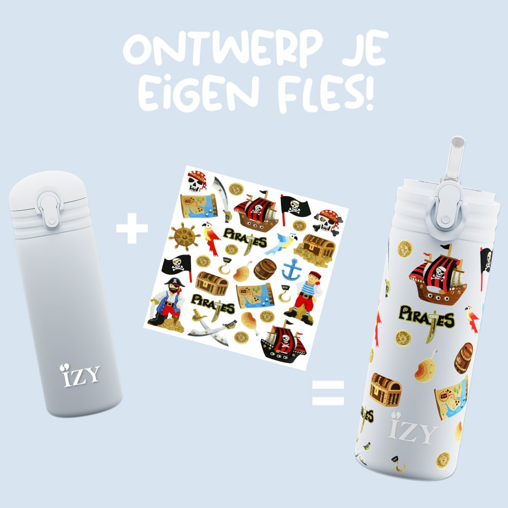 IZY Kids Thermos Bottle - Blue Pirates - 350ML To-Go Insulated Water Bottles