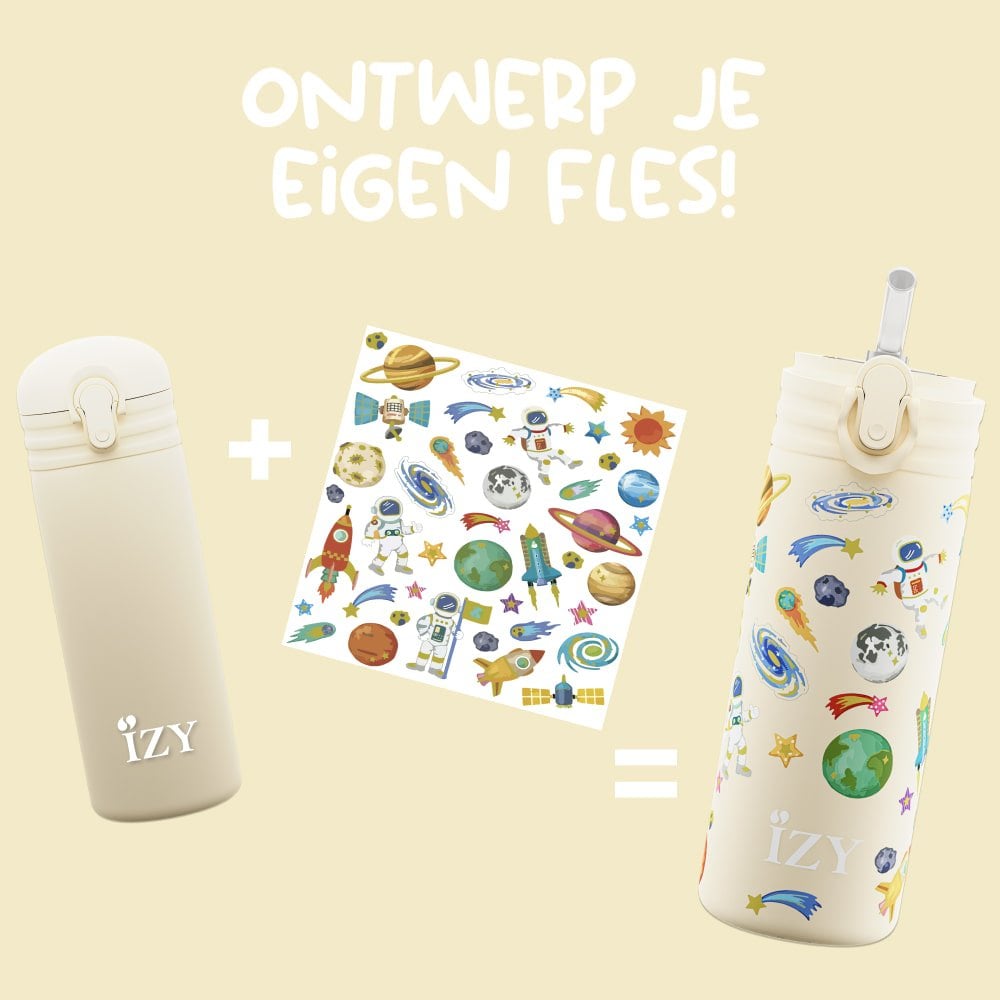 IZY Kids Thermos Bottle - Yellow Space - 350ML To-Go Insulated Water Bottles
