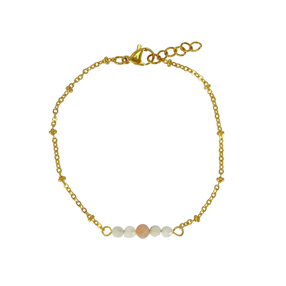 Armbandje Maansteen & Zonnesteen - Goud