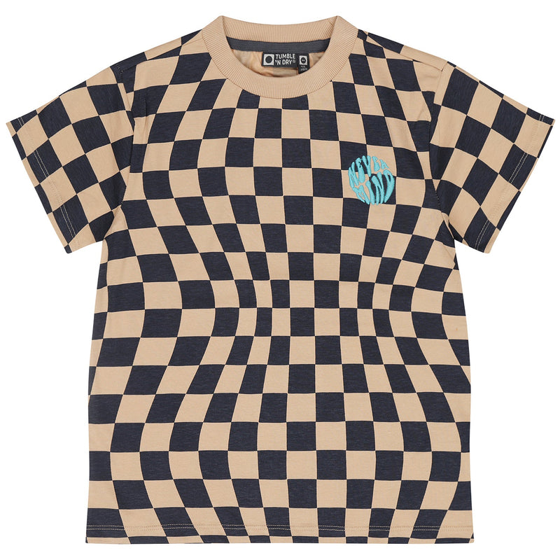 Jongens T-Shirt Checked Oakland van Tumble 'n Dry in de kleur sesame in maat   128.