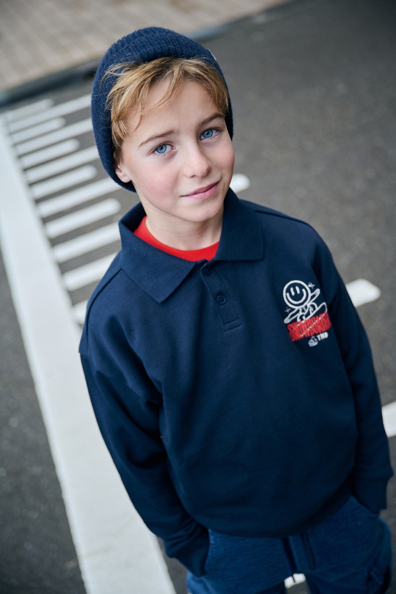 Jongens Polo Sweatshirt Stanz van Tumble 'n Dry in de kleur navy blazer in maat 128.