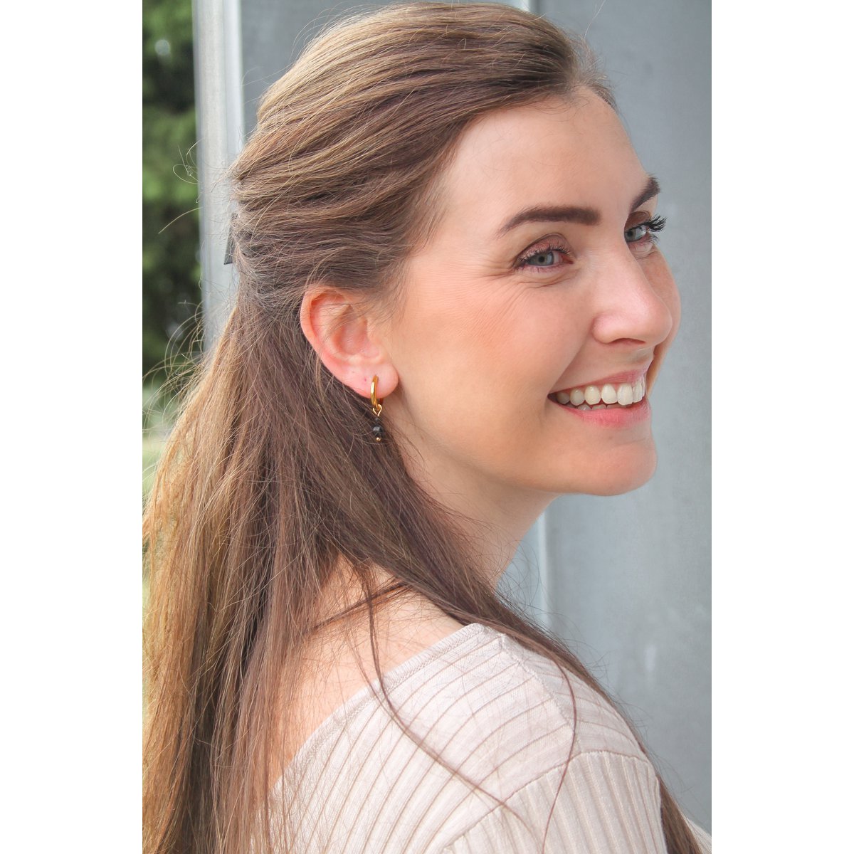 Oorringen Zwarte Toermalijn - Goud