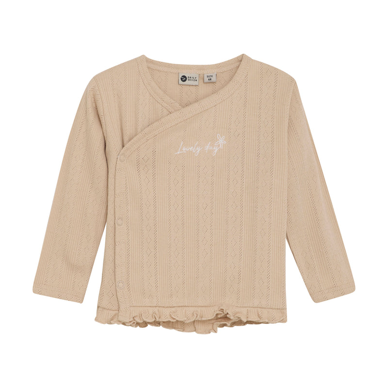 Meisjes T-shirt Longsleeve Wrap  van Daily7 Newborn in de kleur Latte Sand in maat 68.