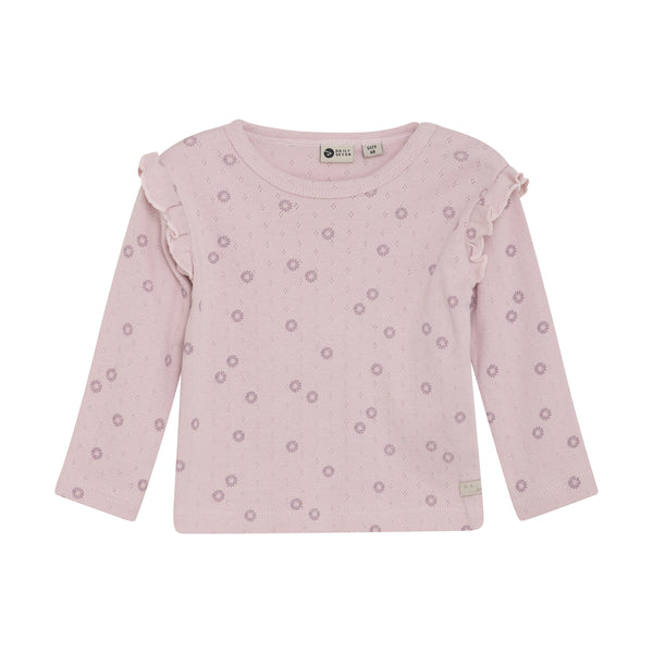 Meisjes T-shirt Longsleeve Flower  van Daily7 Newborn in de kleur Burnished Lilac in maat 68.
