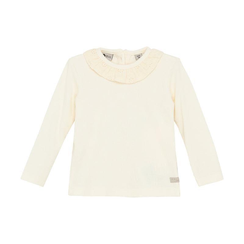 Meisjes T-shirt Longsleeve Ruffle van Daily7 Newborn in de kleur Off White in maat 68.