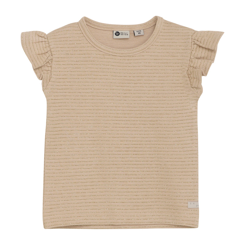 Meisjes T-shirt Glitter Striped van Daily7 Newborn in de kleur Latte Sand in maat 68.
