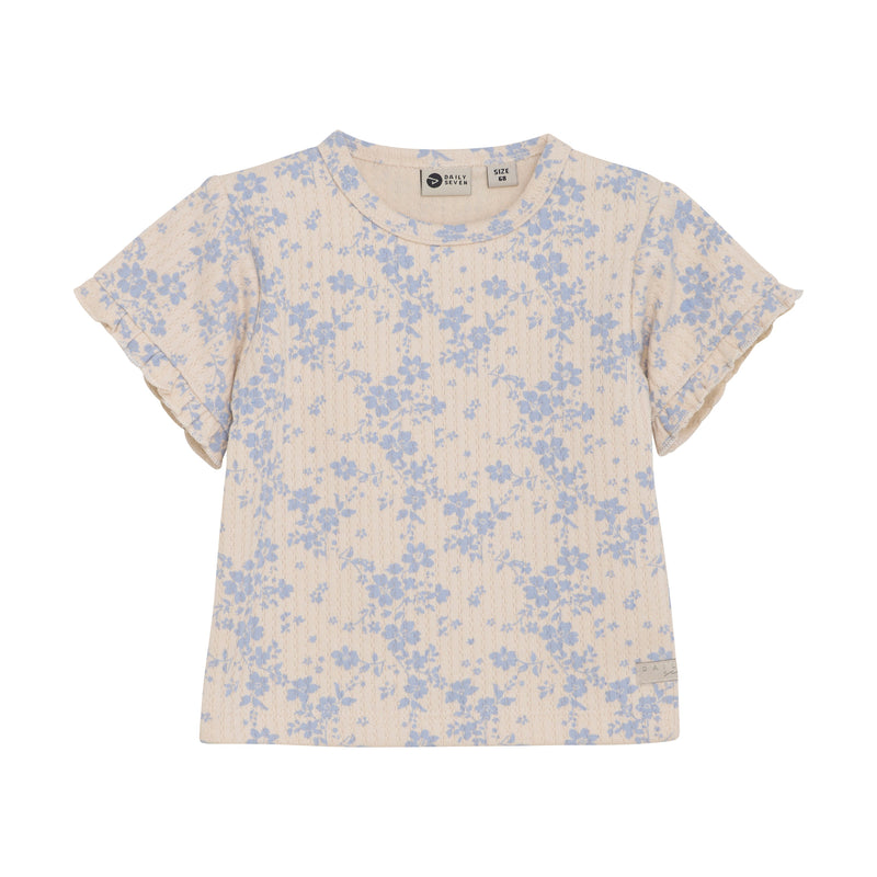 Meisjes T-shirt Small Flower van Daily7 Newborn in de kleur Sandshell in maat 68.