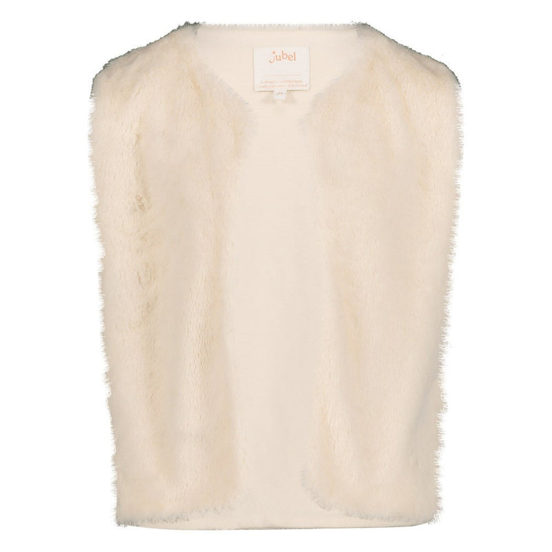Meisjes Fake fur gilet - Daily Princess van Jubel in de kleur Offwhite in maat 128.